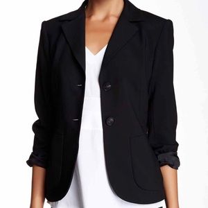 Designer Black Wool Blend Blazer | Lafayette 148